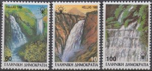 GREECE Sc #1628-30 CPL MNH WATERFALLS