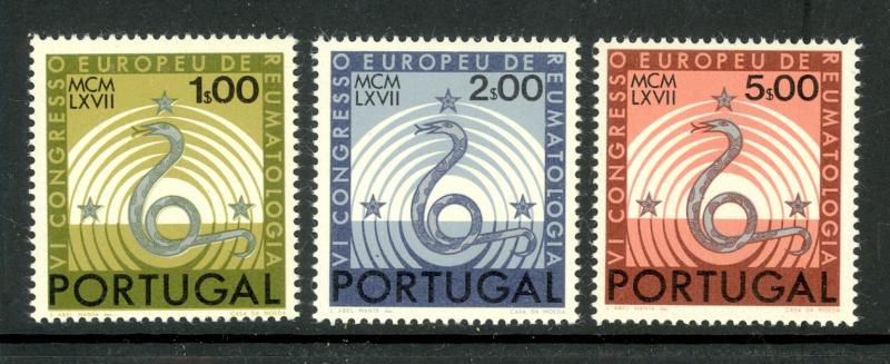 PORTUGAL 1967 RHEUMATOLOGY CONGRESS Set SNAKES Sc 1008-1010 MNH