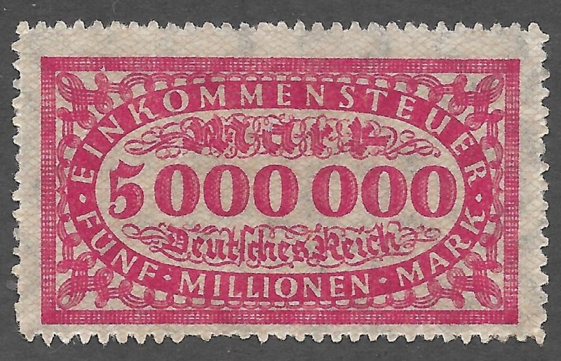 Doyle's_Stamps: 1920s MH German 5 Million Reichsmark Income Tax Stamp