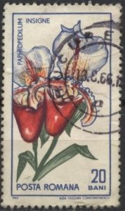 Romania 1781 (used, wrinkled, adhesions) 20b flowers: slipped orchid (1965)