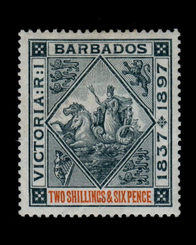 VINTAGE: BARBADOS 1897 OG,LH SCOTT # 89 $ 90 LOT # VSABAR1897A