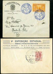 Brazil Stamps Lot of 2 Cattle Covers 1940s