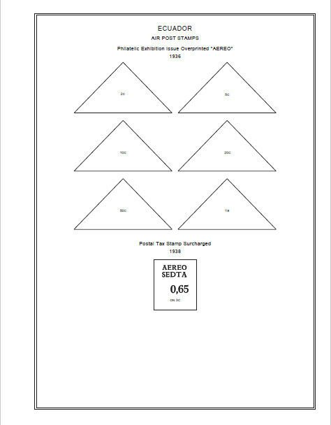  PRINTED ECUADOR AIRMAIL 1928-1983 STAMP ALBUM PAGES (102 pages)