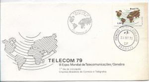 BRAZIL 1979 WORLD TELECOMMUNICATION EXPO GINEBRA  FIRST DAY COVER MAPS