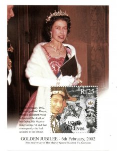 Maldives 2002 - Queen Elizabeth II - Souvenir Stamp Sheet - Scott #2608 - MNH