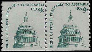 #1616 9c Americana Issue Dome of Capitol Coil Pair 1976 Mint NH