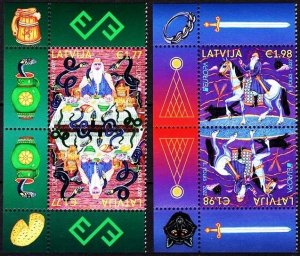 LATVIA 2022-09 EUROPA: Stories and Myths. Snakes Horse. MARGIN TB Pairs, MNH