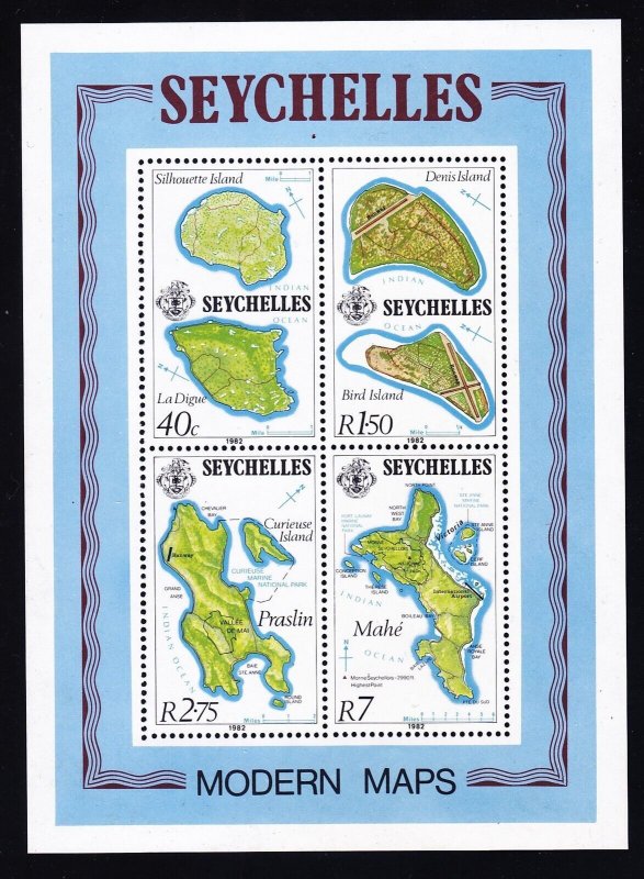 Seychelles 490a (487-90) MNH 1982 Map of Silhouette Island Souvenir Sheet