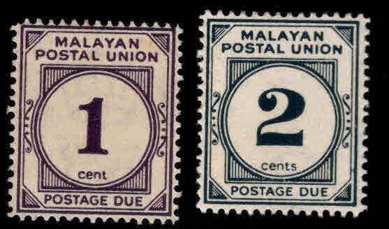 Federation of Malaya Scott J20-J21 MH* Postage Due stamps