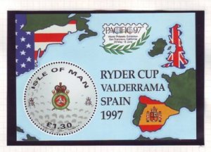 Isle of Man Sc 756 1997 Ryder Cup Golf stamp sheet mint NH