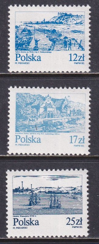 Poland 1982 Sc 2461, 2463, 2466 Vistula River Kasimierz Dolny Gdansk Stamp MNH