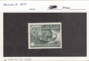 J26048  jlstamps 1955 austria set of 1 mlh #608 U.N. , all checked