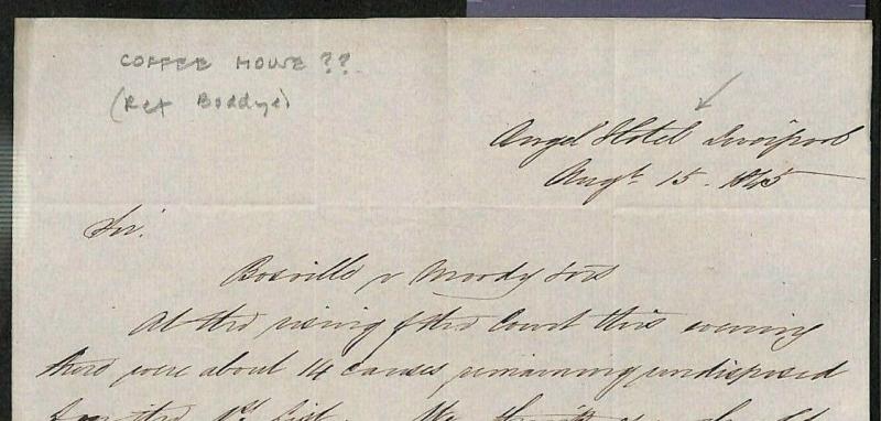 GB Cover Liverpool ANGEL HOTEL *Coffee House* Historic Letter 1850 1d Red MS1710