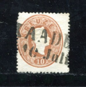 x51 - AUSTRIA 1860s KAADEN Postmark on Sc# 15 Stamp. Used