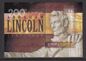 St Vincent 3657 Abraham Lincoln Souvenir Sheet MNH VF