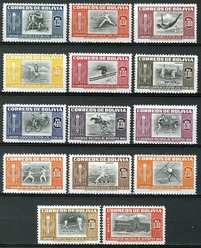 Bolivia 1951, Sports Full set, South america games 1948 VF MNH, Mi 478-491 32€