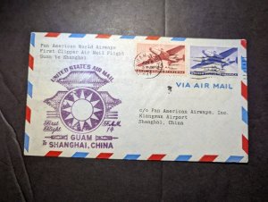 1947 USA Airmail FAM 14 First Flight Cover FFC Guam to Shanghai China