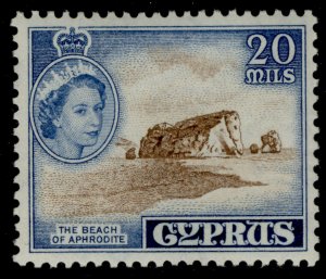 CYPRUS QEII SG178, 20m brown & deep bright blue, LH MINT. 