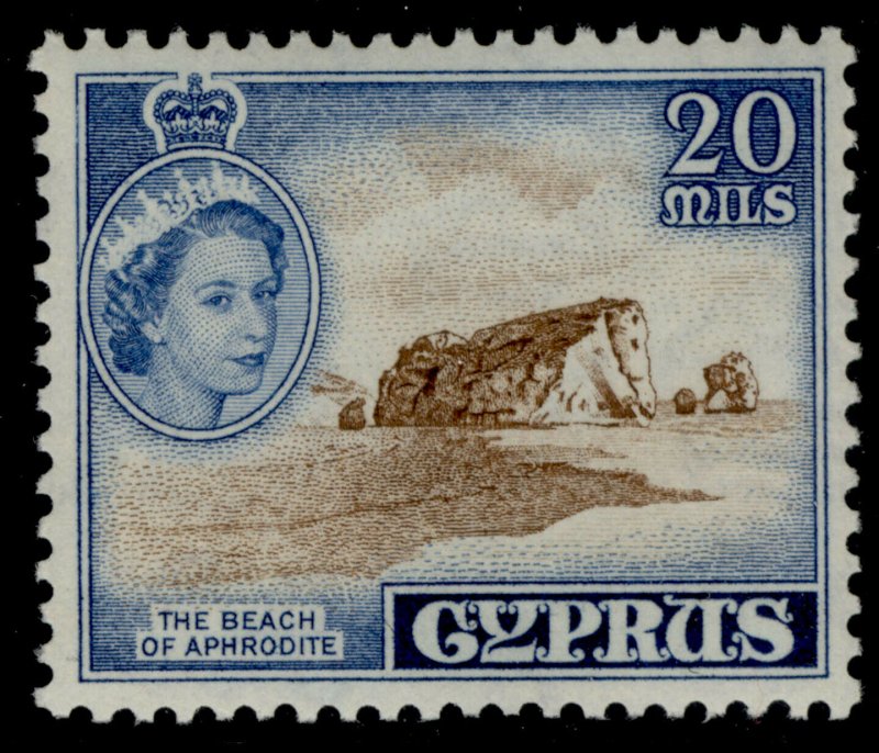 CYPRUS QEII SG178, 20m brown & deep bright blue, LH MINT.