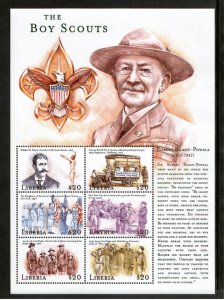 Liberia 2000 - Boy Scouts - Sheet of 6 Stamps - MNH