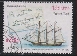 Laos 788 Packet Ships and Slampless Packet Letters 1987