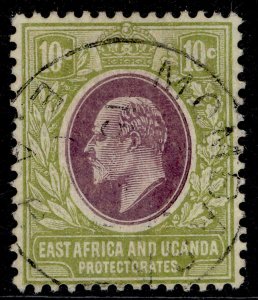 EAST AFRICA and UGANDA EDVII SG37, 10c lilac & pale olive, VERY FINE USED. CDS