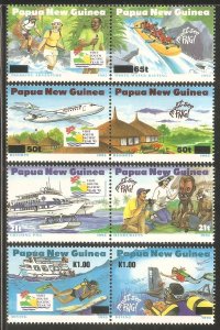 PAPUA NEW GUINEA Sc# 853a - 859a MNH FVF Set of 4 x Pair Scenes 1995 Tourism