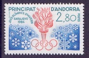 Andorra French 1984 MNH winter olympics Sarajevo  torch  snowflakes  complete