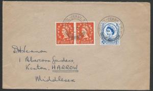 GB 1957 cover BRISTOL - DERBY TPO railway cancel...........................50600