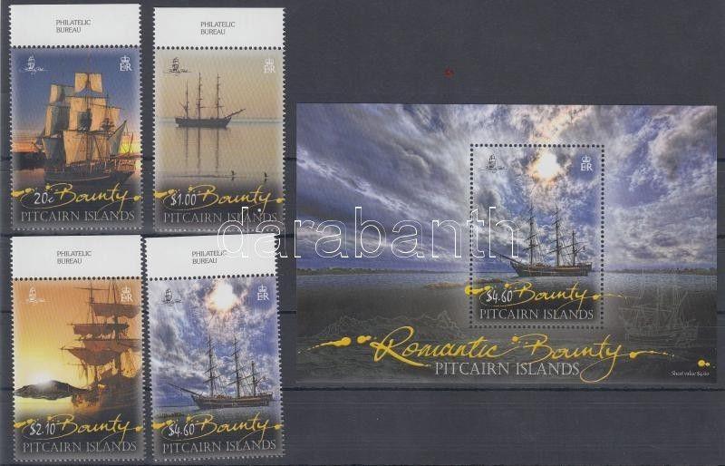 Pitcairn Islands stamp The Bounty sailing ship margin set + block MNH WS119699