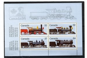 CANADA 1984 HISTORICAL CANADIAN LOCOMOTIVES  MS#1039a MNH PAY IN Cnd$$