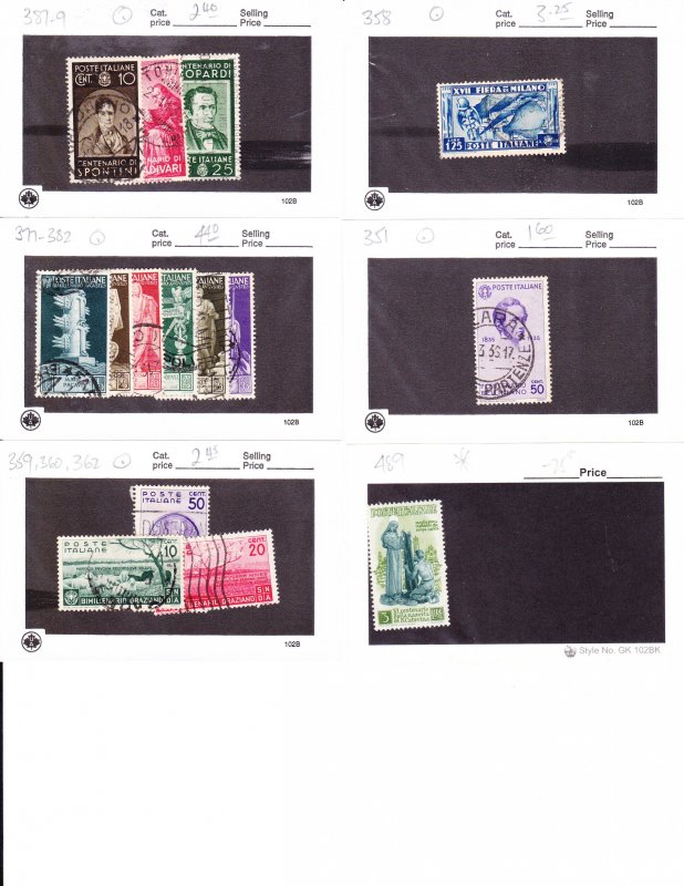 italy - small group sc #351//489 15 stamps cv $14