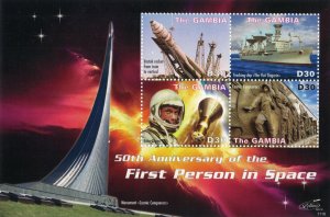 GAMBIA 2011 - First person in space, anniversary / minisheet MNH