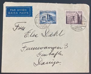 1939 Riga Latvia Hotel rome Airmail Cover To Dauijo