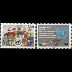 UN-NEW YORK 1985 - Scott# 445-6 People & Emblem Set of 2 NH