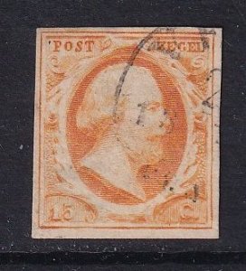 Netherlands #3  used  1852  King William III  15c