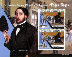 A7485 - DJIBOUTI - MISPERF ERROR Stamp Sheet - 2022 - ART Edgar Degas-