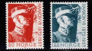 Norway Scott 590-591 MH* 1972 King Haakon VII stamp set