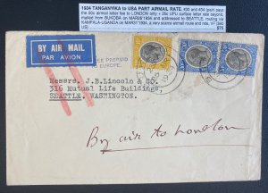 1934 Bukoba Tanganyika First Flight Airmail Cover FFC To Seattle WA Usa