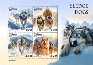 LIBERIA- 2023 - Sledge Dogs - Perf 4v Sheet - Mint Never Hinged