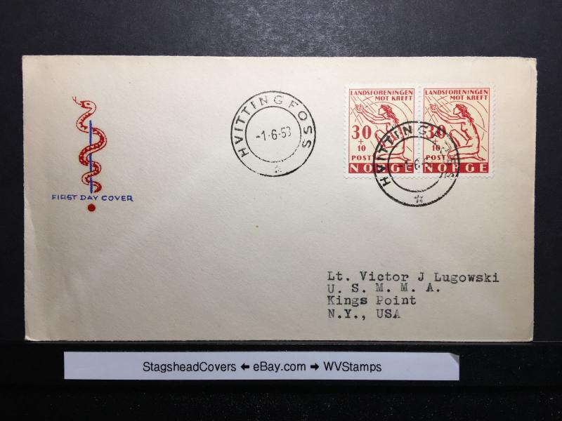 Norway FDC 1 Jun 1953 National Association Against Cancer Semi Postal