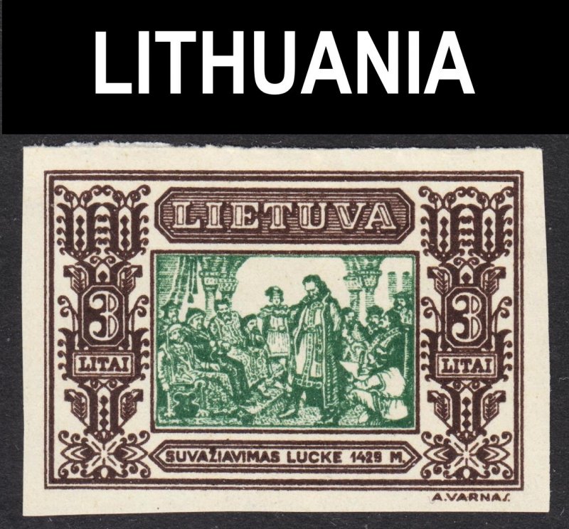 Lithuania Scott 271 IMPERFORATED VF mint OG LH. Key issue.