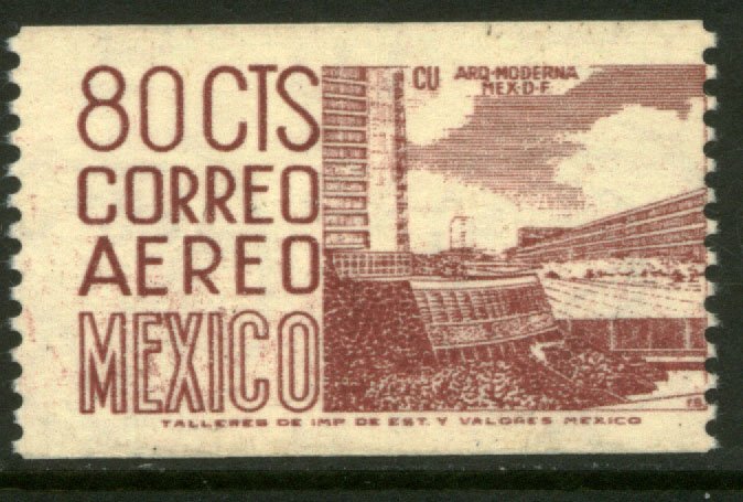 MEXICO C348, 80¢ 1950 Def 6th Issue Fosforescent unglazed COIL MINT, NH. G-F..