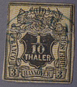 German States Hanover #14 Blue Circular City Light Cancel