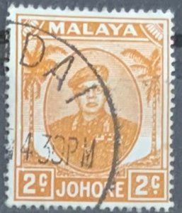 JOHORE 1949 2 cents ORANGE SG134 USED