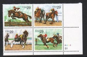 SCOTT  2756-59  HORSES  29¢  PLATE BLOCK  MNH  SHERWOOD STAMP