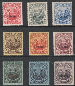 BARBADOS  1916 BRITANNIA SPECIMEN   set of 9