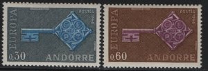 ANDORRA, FRENCH, 182-183, MNH, 1968 Europa issue