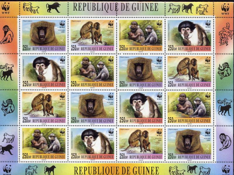 Guinea Monkeys W.W.F.Mini-Sheetlet perf (16) Groth # 275 