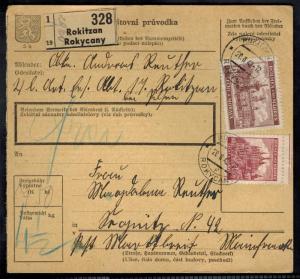 1942 Rokitzan BM Germany Parcel Cover to Frajnitz